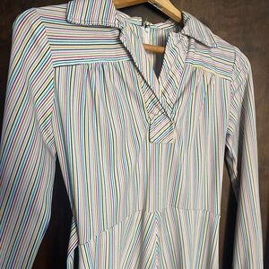 Elegant Multicolor Striped Midi Dress